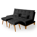 Ver imagem 4 de Kit Sofa Cama Mobly com 2 Banquetas Moderno Sala Quarto:preto