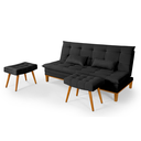 Ver imagem 3 de Kit Sofa Cama Mobly com 2 Banquetas Moderno Sala Quarto:preto