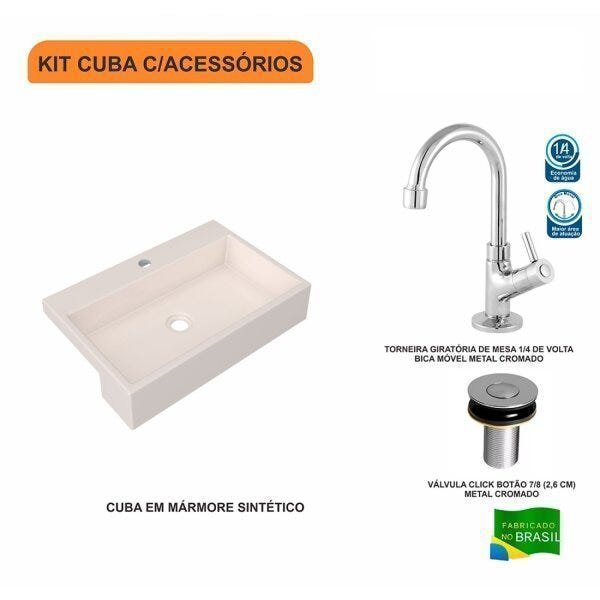 Kit Cuba XRT55 Torneira 1198 Metal Válvula Click 1 Polegada B Compace - 3