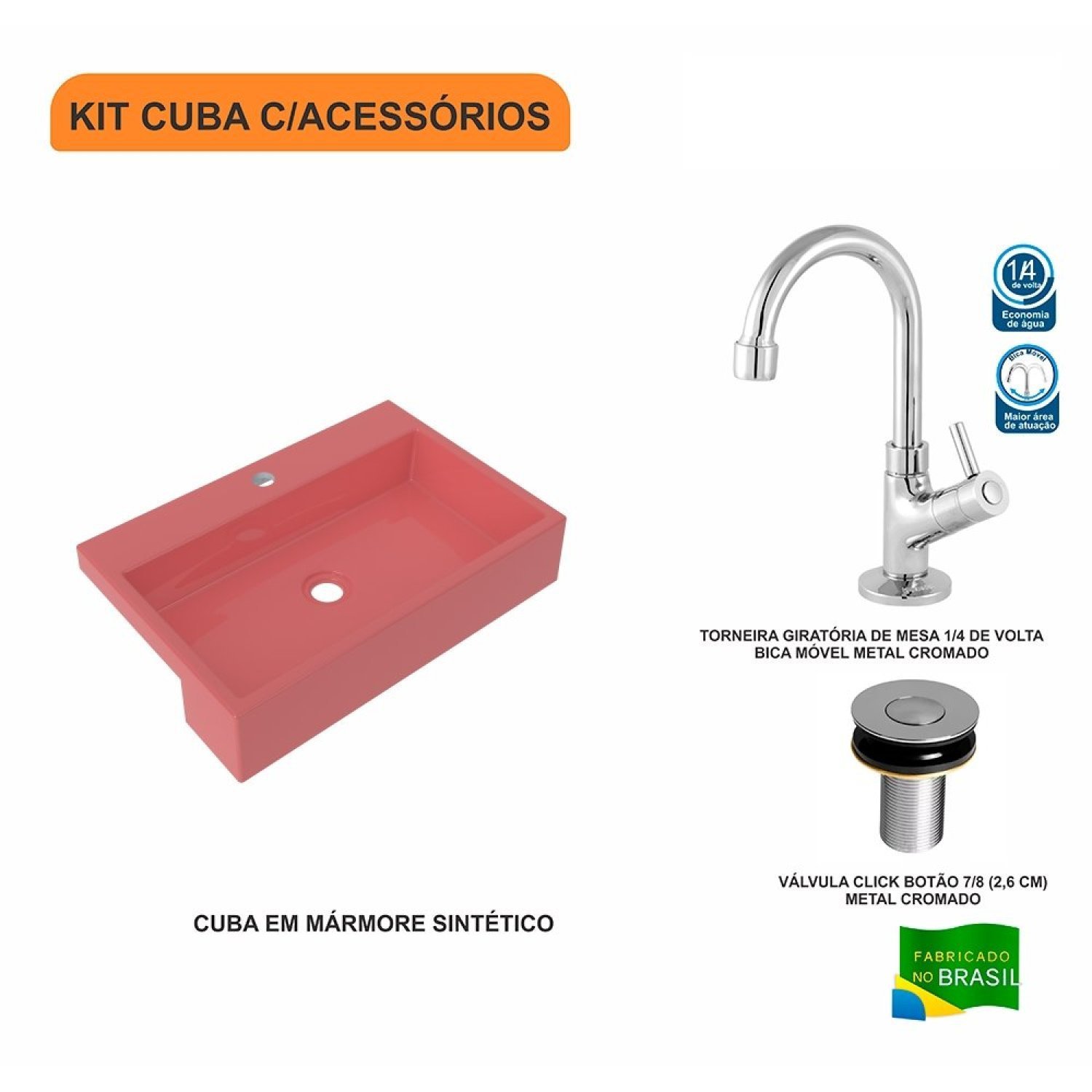 Kit Cuba XRT55 Torneira 1198 Metal Válvula Click 1 Polegada B Compace - 3
