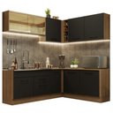 Ver imagem 3 de Armário de Cozinha Completa de Canto 389cm Rustic Preto Agata Madesa 01