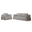 Ver imagem 1 de Kit Poltrona e Sofá Bloom 180cm 02 Lugares com Pés de Madeira Bouclê Cinza - Desk Design