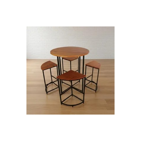 Jogo de Mesa Alta Compacta com 4 Banquetas para Área Gourmet