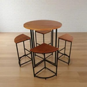 Ver imagem 1 de Jogo de Mesa Alta Compacta com 4 Banquetas para Área Gourmet