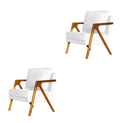 Kit 2 Poltronas Cadeira Mona Luxo Recepção - Corino Branco