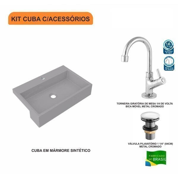 Kit Cuba XRT55 Torneira 1198 Metal Válvula Click 1 1/2 Polegada Compace - 3