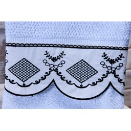 Jogo de Banho Noblesse Luxo Bordado 5 Pecas Branco com Bordado Preto^ - 3