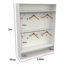 Ver imagem 2 de Armário Cabideiro Marina M18 100% Mdf (closet Expositor) Vetorial Móveis Branco