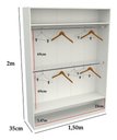 Ver imagem 2 de Armário Cabideiro Marina M18 100% Mdf (closet Expositor) Vetorial Móveis Branco