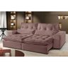 Sofá 4 Lugares Retrátil e Reclinável Máximo 2.50m Veludo Rose Móveis Mix Rose - 1