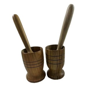 Pilão de Madeira Artesanal 12 Cm com Mão 23 Cm Teixeira:marrom