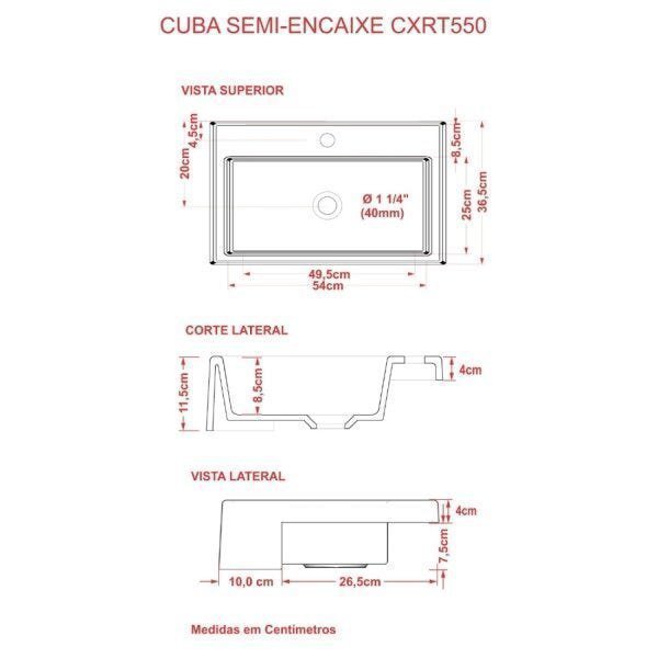Kit Cuba XRT55 Torneira 1198 Metal 1/4 Volta Compace - 5