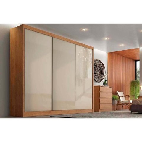 Guarda Roupa 3 Portas de Correr e 6 Gavetas Sollo/logan Cumaru/fendi - Novo Horizonte