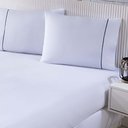 Ver imagem 1 de Jogo de Cama 100% Algodão Percal 150 Fios Solteiro Gran Moratta 2 Peças Branco e Detalhe Cinza
