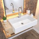 Ver imagem 1 de Kit Cuba XRT55 Torneira Luxo 1195 Metal Válvula 1 Polegada Sifão PVC Flexível Compace