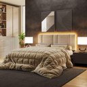 Ver imagem 1 de Cabeceira Estofada Cama Casal Queen Size Led Star 160cm Linho Bege