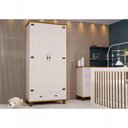 Ver imagem 3 de Guarda-roupa Retrô 2p 1g Off White-nogueira Roupeiro Solteiro ou Infantil