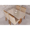 Ver imagem 4 de Conjunto Mesa Jantar Louise 4 Lugares Tampo Vidro Cadeiras Estofadas Nude Cimol Móveis