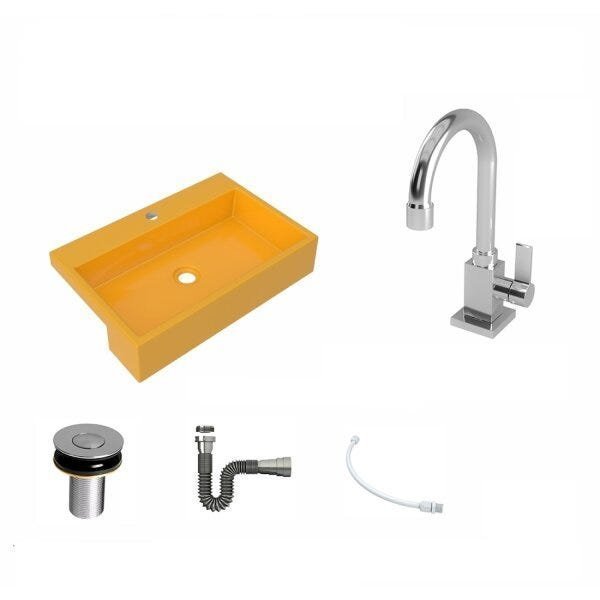 Kit Cuba XRT55 com Torneira Luxo 1195 e Válvula Click 1"B com Sifão Cromado e Flexível Compace - 2