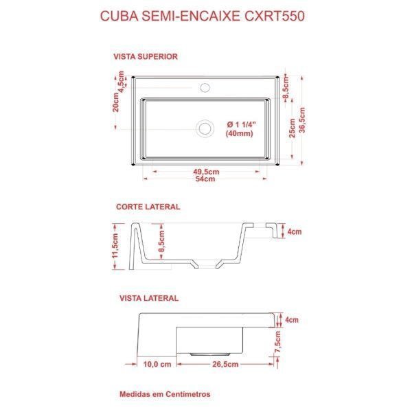 Kit Cuba XRT55 com Torneira Luxo 1195 e Válvula Click 1"B com Sifão Cromado e Flexível Compace - 8