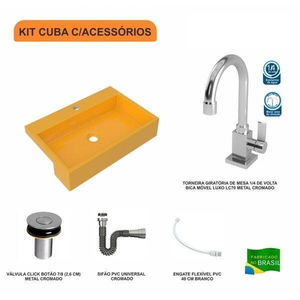Kit Cuba XRT55 com Torneira Luxo 1195 e Válvula Click 1"B com Sifão Cromado e Flexível Compace - 3