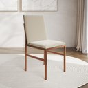 Ver imagem 1 de Cadeira de Jantar Estofada Mônaco Base Cobre Veludo para Sala Cozinha Mesa Decoração - Cobre/bege
