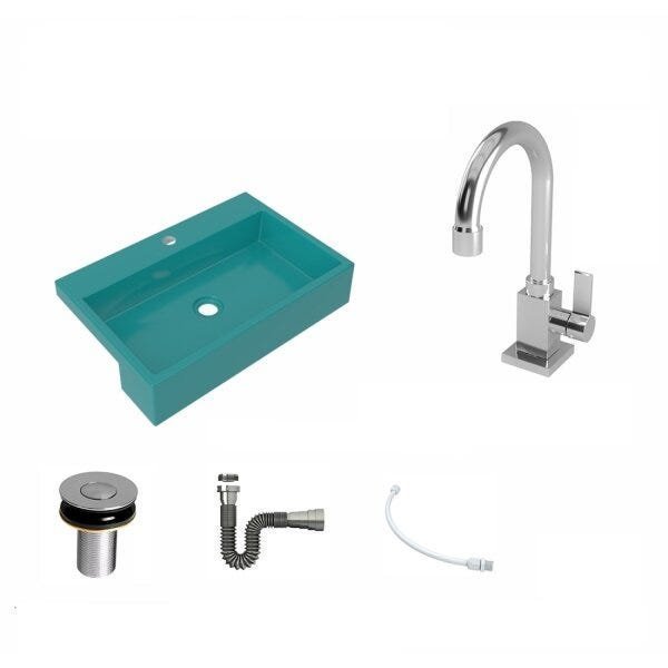 Kit Cuba XRT55 com Torneira Luxo 1195 e Válvula Click 1"B com Sifão Cromado e Flexível Compace - 2