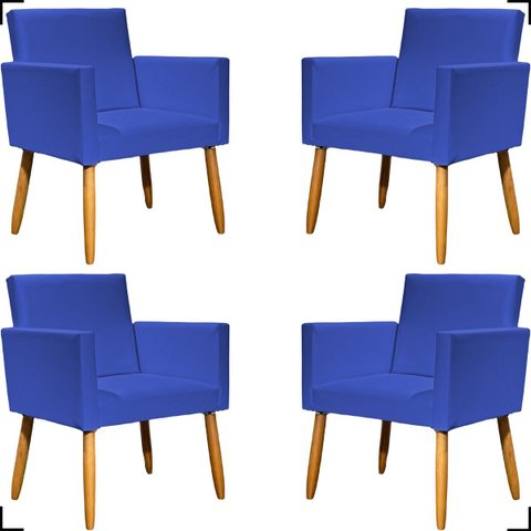 Kit 4 Poltronas Decorativa para Sala Recepção Consultório Nina Corino Cores Pé Palito 30 Cm Castanho