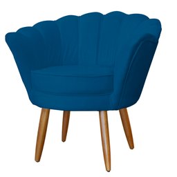 Poltrona Decorativa Pétala Pés Palito Azul Royal Carolina Moveis - 3