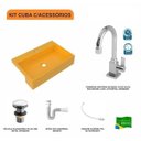 Ver imagem 3 de Kit Cuba XRT55 Torneira Luxo 1195 Metal Válvula Click 1 Polegada G Sifão PVC Flexível Compace