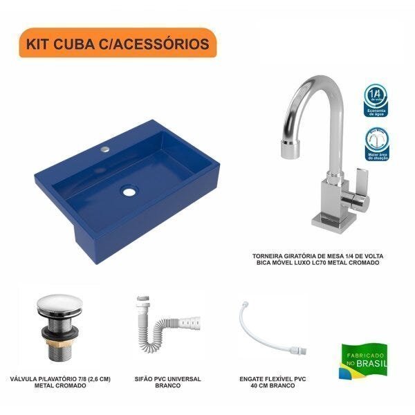 Kit Cuba XRT55 Torneira Luxo 1195 Metal Válvula Click 1 Polegada G Sifão PVC Flexível Compace - 3