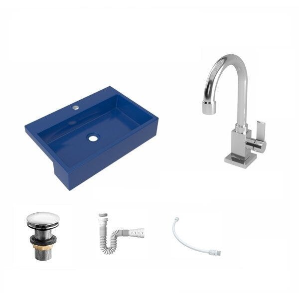Kit Cuba XRT55 Torneira Luxo 1195 Metal Válvula Click 1 Polegada G Sifão PVC Flexível Compace - 2