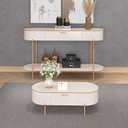 Ver imagem 7 de Mesa de Centro Decorativa Bento 1 Gaveta Pés Metálicos Dourados Off White G18 - Gran Belo