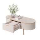 Ver imagem 6 de Mesa de Centro Decorativa Bento 1 Gaveta Pés Metálicos Dourados Off White G18 - Gran Belo