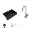 Ver imagem 2 de Kit Cuba XRT55 Torneira Luxo 1195 Metal Válvula Click 1 Polegada G Sifão PVC Flexível Compace