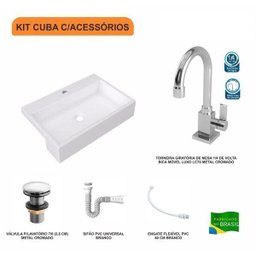 Kit Cuba XRT55 Torneira Luxo 1195 Metal Válvula Click 1 Polegada G Sifão PVC Flexível Compace - 3
