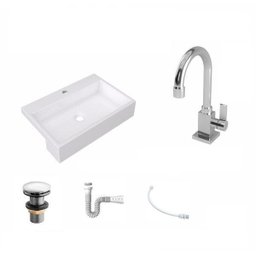Kit Cuba XRT55 Torneira Luxo 1195 Metal Válvula Click 1 Polegada G Sifão PVC Flexível Compace - 2