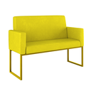 Ver imagem 2 de Kit Sofá 2 Lugares + 2 Poltronas Recepção Sala Base Dourada Cor:amarelo