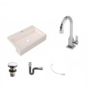 Ver imagem 2 de Kit Cuba XRT55 Torneira Luxo 1195 Metal Válvula Click 1 Polegada G Sifão Cromado Flexível Compace