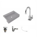 Ver imagem 2 de Kit Cuba XRT55 Torneira Luxo 1195 Metal Válvula Click 1 Polegada G Sifão Cromado Flexível Compace