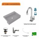Ver imagem 3 de Kit Cuba XRT55 Torneira Luxo 1195 Metal Válvula Click 1 Polegada G Sifão Cromado Flexível Compace
