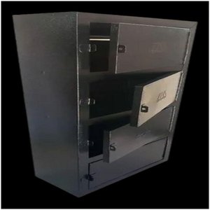 Caixa Correio Detrás Chapa Aço Preta e Cadeado 4 Módulos