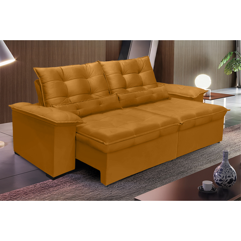 Sofá Retrátil e Reclinável Aspen 2.30m Super Pillow - Terracota