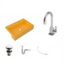 Ver imagem 2 de Kit Cuba XRT55 Torneira Luxo 1195 Metal Válvula Click 1 1/2 Polegada Sifão PVC Flexível Compace