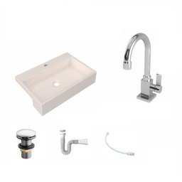 Kit Cuba XRT55 Torneira Luxo 1195 Metal Válvula Click 1 1/2 Polegada Sifão PVC Flexível Compace - 2