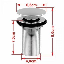 Kit Cuba XRT55 Torneira Luxo 1195 Metal Válvula Click 1 1/2 Polegada Sifão PVC Flexível Compace - 10