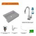 Ver imagem 3 de Kit Cuba XRT55 Torneira Luxo 1195 Metal Válvula Click 1 1/2 Polegada Sifão PVC Flexível Compace