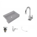 Ver imagem 2 de Kit Cuba XRT55 Torneira Luxo 1195 Metal Válvula Click 1 1/2 Polegada Sifão PVC Flexível Compace