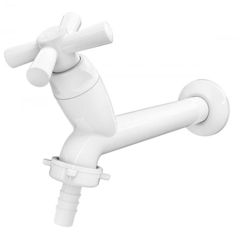 Torneira para Tanque 15cm Bico Mangueira Cross 1/2""-3/4"" Branca - 300000457 - Tigre Torneira Tanqu