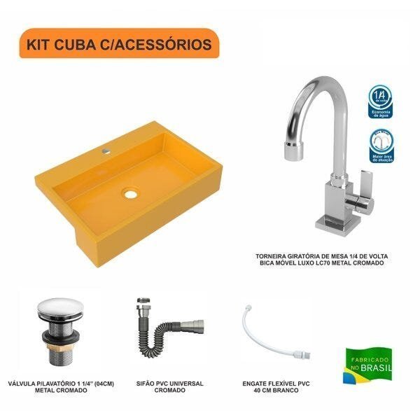 Kit Cuba XRT55 com Torneira Luxo 1195 e Válvula Click 1 1/2 com Sifão Cromado e Flexível Compace - 3